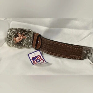 West Star Texas leather belt with bull ride buckle